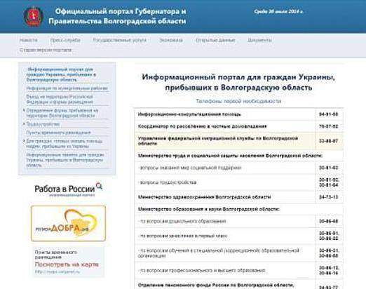В Волгоградской области открыт информационный ресурс для украинских беженцев