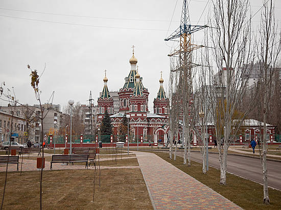 В сквере около Казанского кафедрального собора высадили деревья на деньги волгоградских предпринимателей