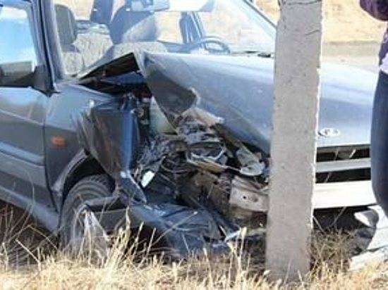 Под Волгоградом автоледи врезалась в столб