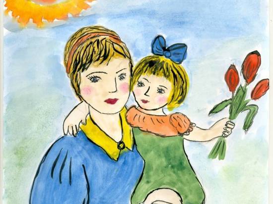 Юные волгоградские художники подарили рисунки молодым мамам