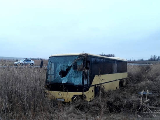 В Волгоградской области междугородний автобус опрокинулся в кювет – двое в больнице