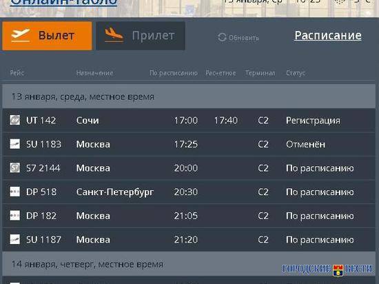 В Волгограде «Аэрофлот» отменил московские рейсы