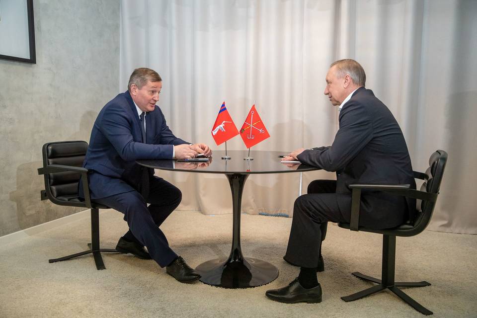 Андрей Бочаров и губернатор Санкт-Петербурга Александр Беглов провели рабочую встречу