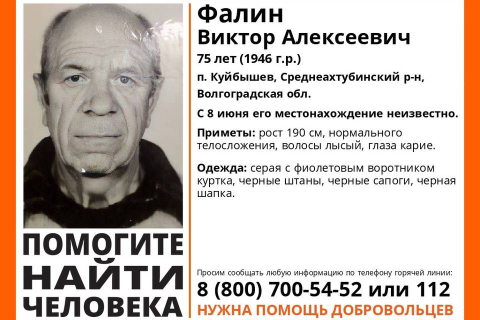 В Волгоградской области пропал 75-летний Виктор Фалин
