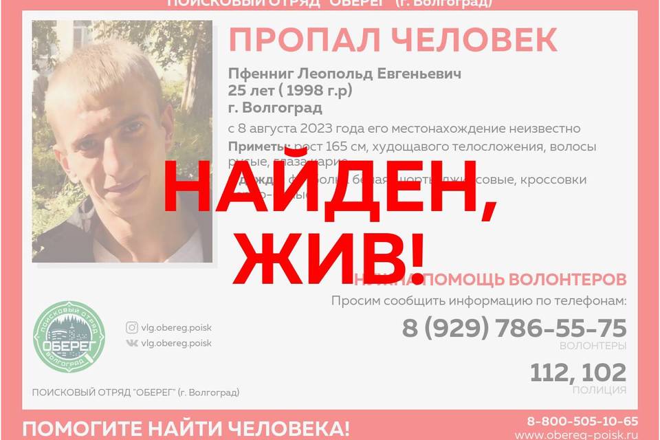 В Волгограде остановлен поиск 25-летнего парня