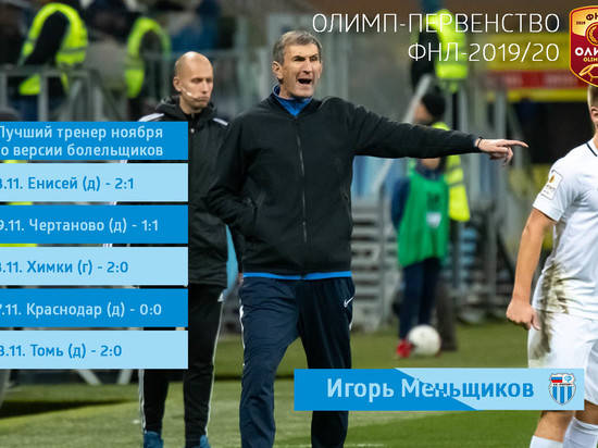 Болельщики признали наставника «Ротора» лучшим тренером ФНЛ в ноябре