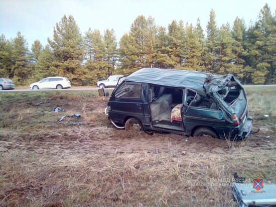 В Волгоградской области минивэн улетел в кювет: пострадали два пассажира
