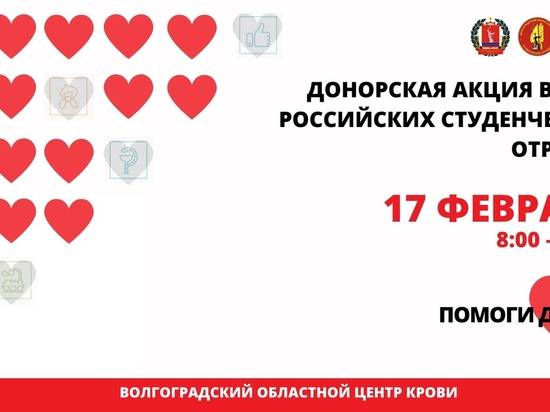 В Волгоградском регионе впервые пройдет донорская акция для студенческих отрядов