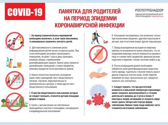 Роспотребнадзор опубликовал памятку для родителей на период пандемии коронавируса