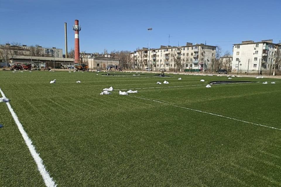 В Волгограде строящийся стадион оснащают искусственным газоном