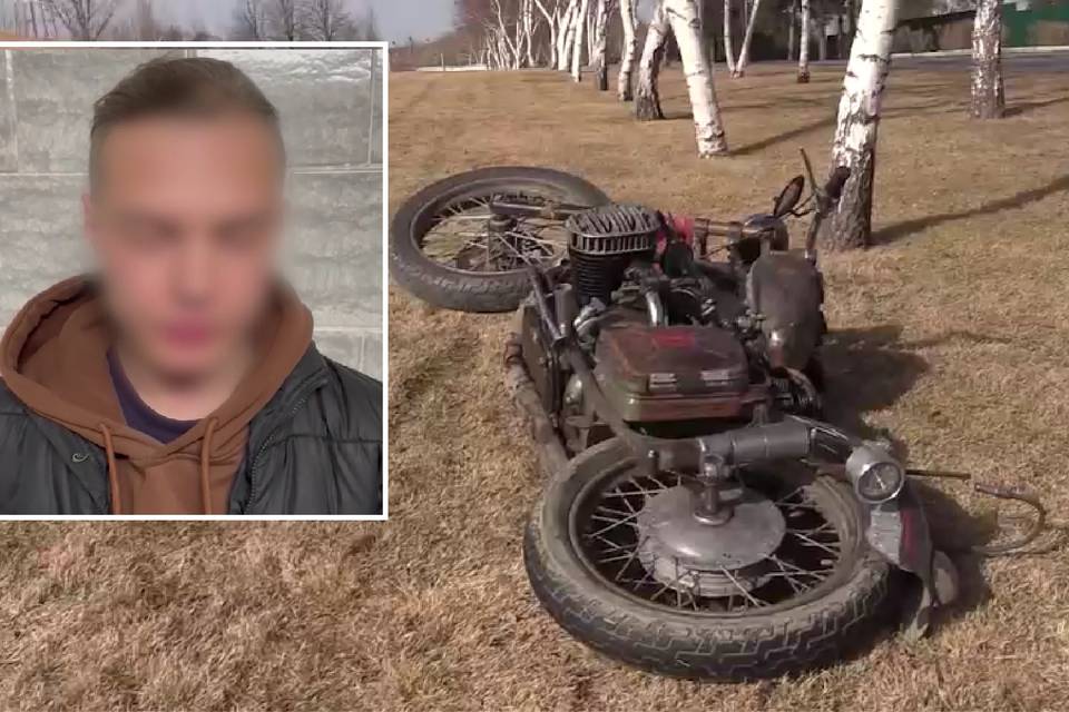 В Волгограде появилось видео задержания у Родины-матери поджигателя на байке