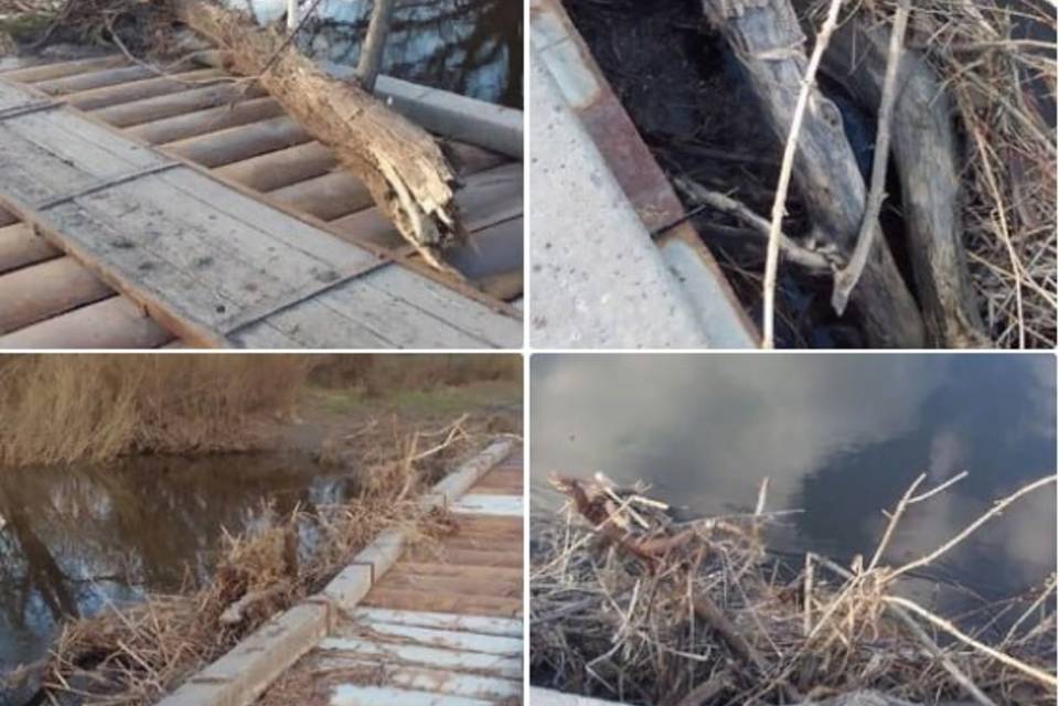Под Волгоградом мост через реку Бузулук паводок завалил корягами и ветками деревьев