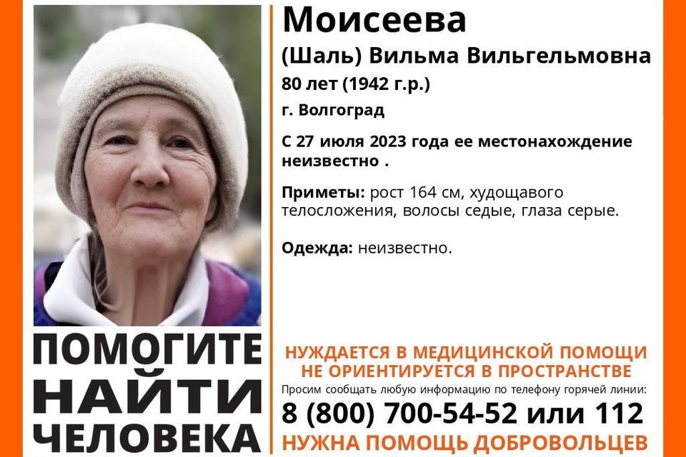 Она просто ушла в жару: волонтеры «ЛизыАлерт» нашли 80-летнюю волгоградку Вильму Моисееву