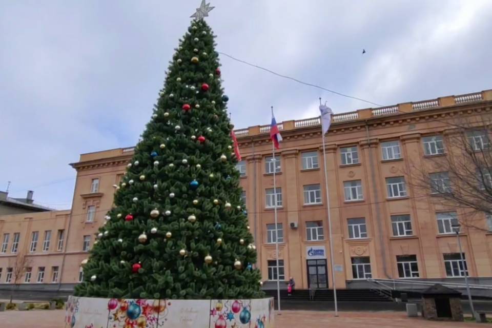 В Советском районе Волгограда установили 12-метровую ель