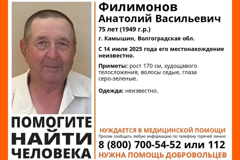 Четверо суток в Камышине ищут пенсионера Филимонова