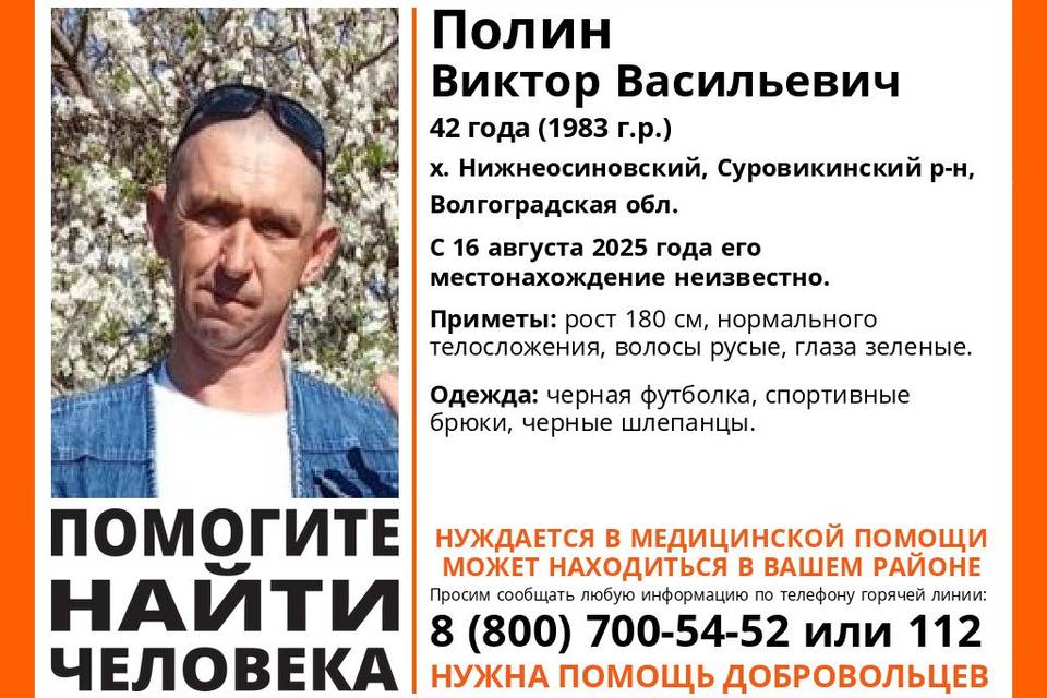 Виктора Полина, нуждающегося в медпомощи, ищут в Волгоградской области
