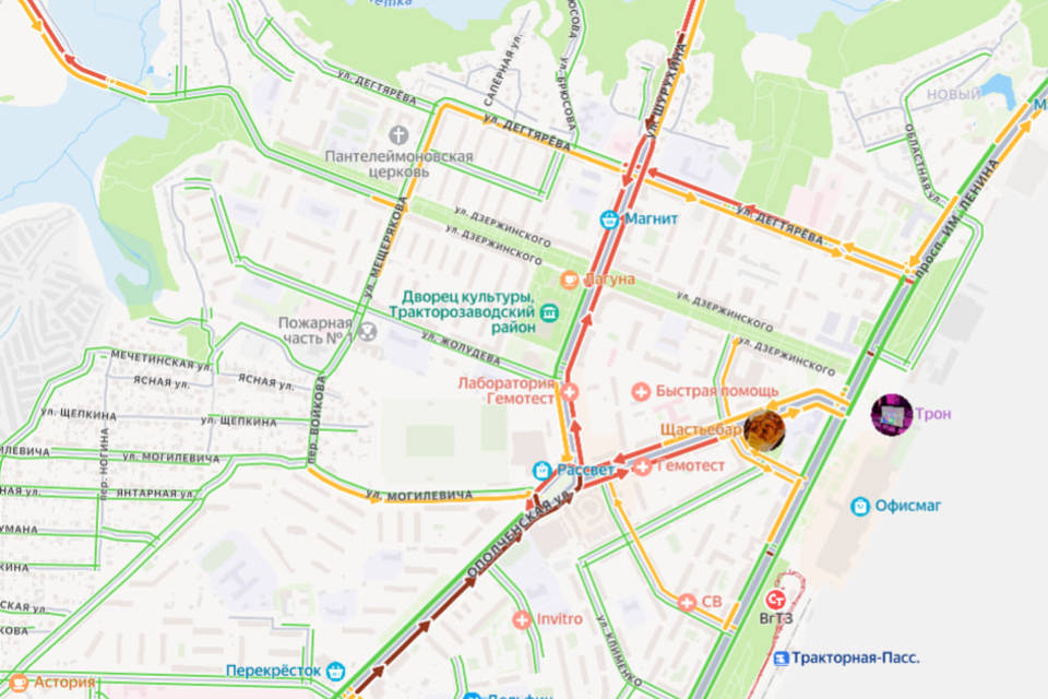 Пробки сковали Тракторозаводский район Волгограда