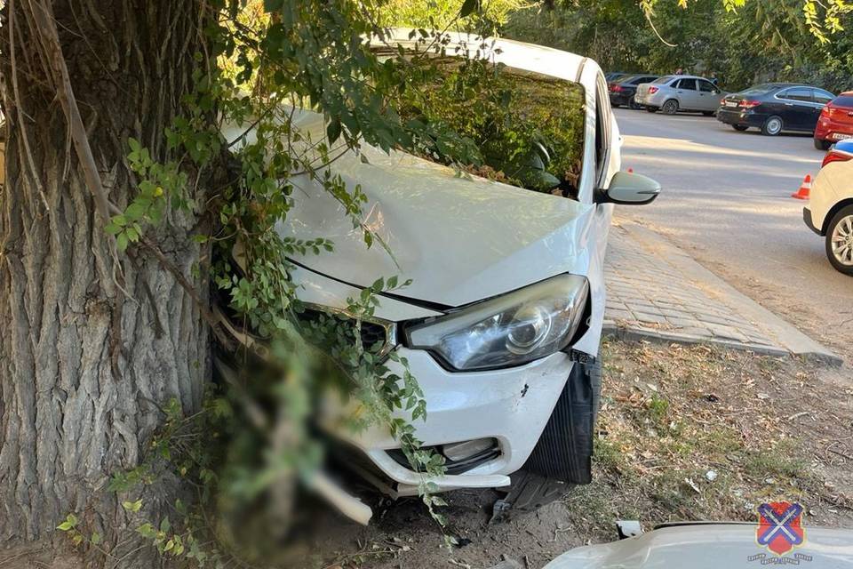 В Волгограде водитель без прав врезался в дерево и наехал на человека