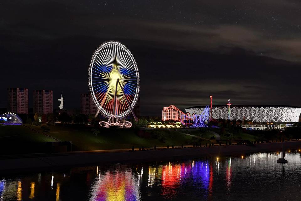 Вид на новое вантовое колесо обозрения показали в ЦПКиО Волгограда