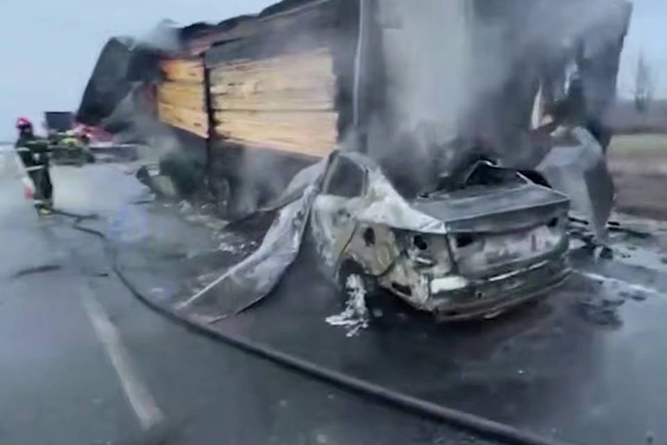 Под Волгоградом на трассе трое человек сгорели в KIA Rio