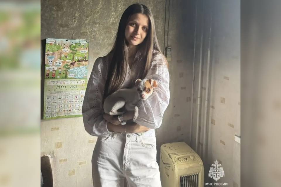 В Волгограде огнеборцы спасли собаку из горящего балкона